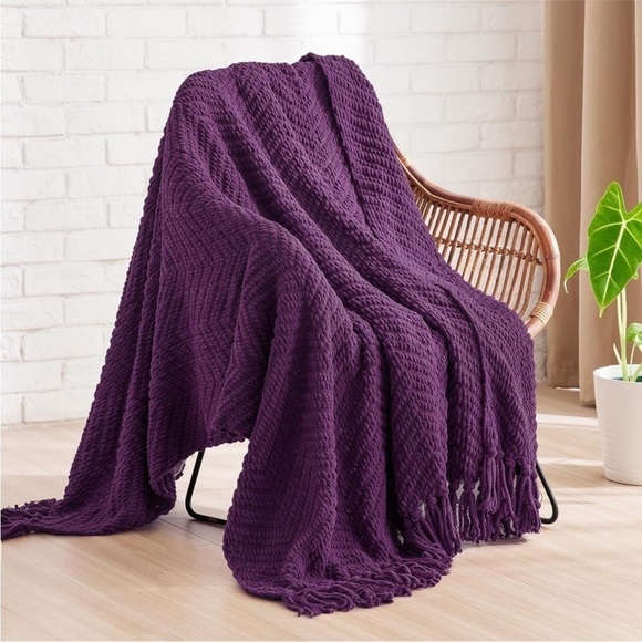 West Elm Other - West Elm Purple Chevron Tassel Fringe Blanket Fall Winter for Couch/Bed/Gift